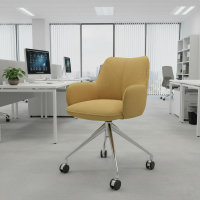 Chaise de réunion à roulettes Nora, base en aluminium