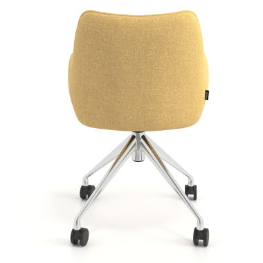 chaise de reunion chromee jaune giratoire avec roulettes tissu accoudoirs rembourres 6