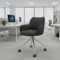 Chaise de réunion à roulettes Nora, base en aluminium
