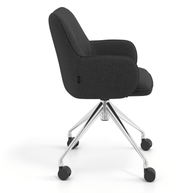 chaise de reunion chromee anthracite giratoire avec roulettes tissu accoudoirs rembourres 3