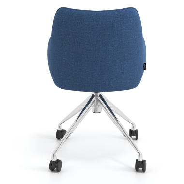 chaise de reunion chromee bleu giratoire avec roulettes tissu accoudoirs rembourres 6
