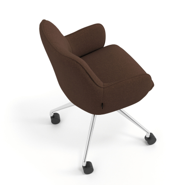 chaise de reunion chromee marron giratoire avec roulettes tissu accoudoirs rembourres 7