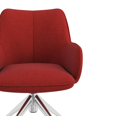 chaise de reunion chromee rouge giratoire avec roulettes tissu accoudoirs rembourres 5