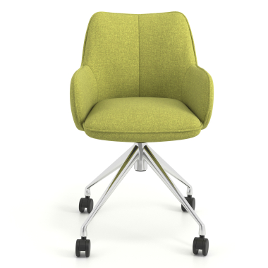 chaise de reunion chromee vert giratoire avec roulettes tissu accoudoirs rembourres 4
