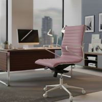Fauteuil de bureau Design Cagliari, structure blanche, dossier bas, éco-cuir