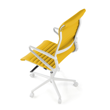 fauteuil de direction blanc jaune dossier haut structure blanche simil cuir accoudoirs fixes 8