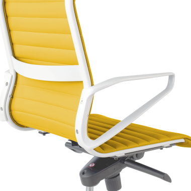 fauteuil de direction blanc jaune dossier haut structure blanche simil cuir accoudoirs fixes 10