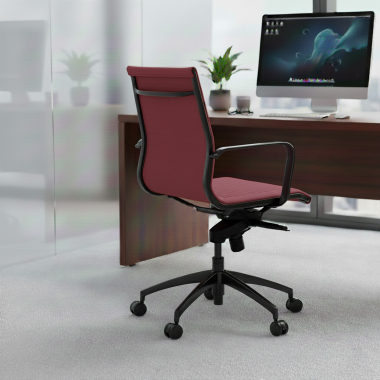 fauteuil de bureau rouge structure noire similicuir simil cuir accoudoirs fixes 2