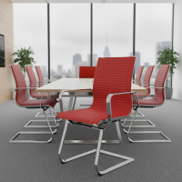 Fauteuil visiteur Brenton, cadre en acier, modèle cantilever, patins