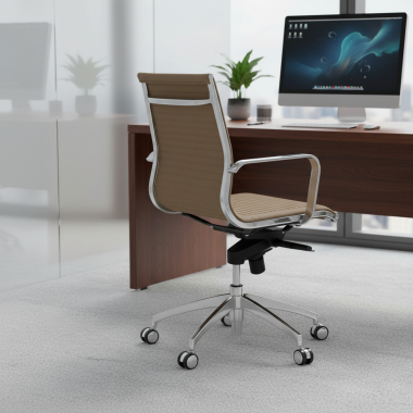 fauteuil de bureau marron cafe structure chromee similicuir simil cuir accoudoirs fixes 2