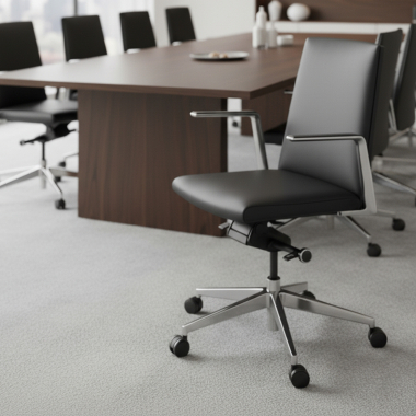 fauteuil de bureau noir dossier bas cuir authentique accoudoirs fixes 2