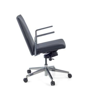 fauteuil de bureau noir dossier bas cuir authentique accoudoirs fixes 5