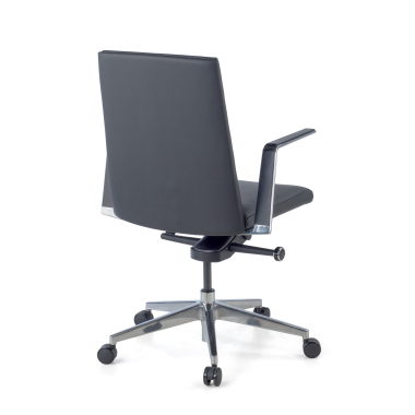 fauteuil de bureau noir dossier bas cuir authentique accoudoirs fixes 10