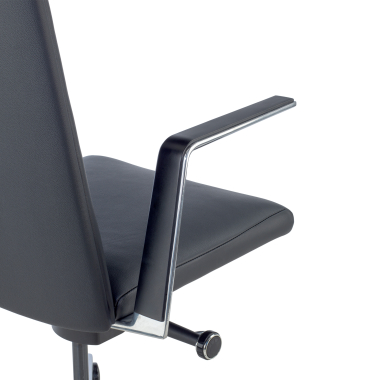 fauteuil de bureau noir dossier bas cuir authentique accoudoirs fixes 6