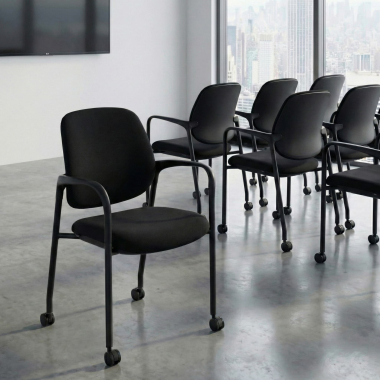 chaise de conference noir avec bras tissu accoudoirs fixes 2