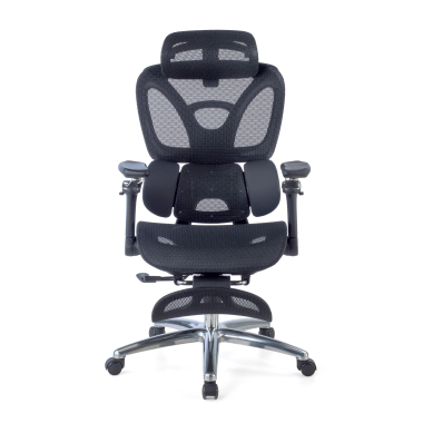 chaise ergonomique noir sense ultra maille accoudoirs reglables 4d soutien lombaire appui tete repose pieds extensible 6