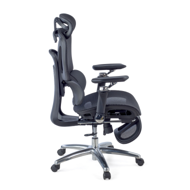chaise ergonomique noir sense ultra maille accoudoirs reglables 4d soutien lombaire appui tete repose pieds extensible 7