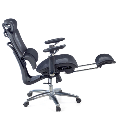 chaise ergonomique noir sense ultra maille accoudoirs reglables 4d soutien lombaire appui tete repose pieds extensible 8