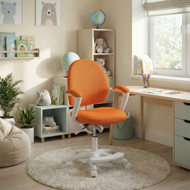 chaise de bureau enfant orange mickey tissu accoudoirs fixes 2