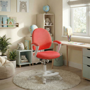 chaise de bureau enfant rose mickey tissu accoudoirs fixes 2