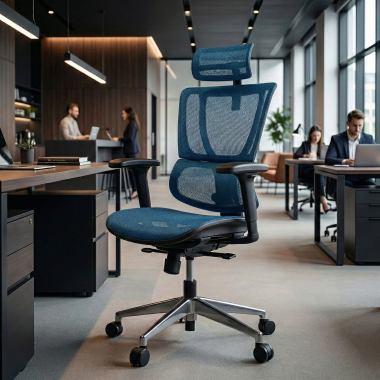 chaise ergonomique bleu chaise de bureau maille accoudoirs reglables 3d soutien lombaire appui tete 2