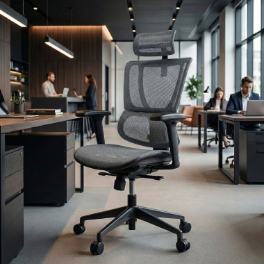 chaise ergonomique gris chaise de bureau maille accoudoirs reglables 3d soutien lombaire appui tete 2