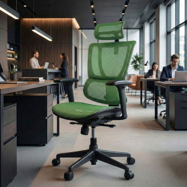 chaise ergonomique vert chaise de bureau maille accoudoirs reglables 3d soutien lombaire appui tete 2