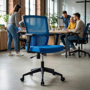 chaise pivotante bleu pivot maille accoudoirs reglables 1d 2