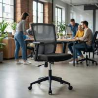 Chaise de Bureau Pivot, pivotante, accoudoirs réglables, en maille
