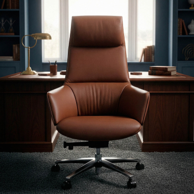 fauteuil de direction marron mozart cuir authentique accoudoirs rembourres 2