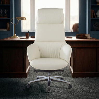 fauteuil de direction blanc mozart cuir authentique accoudoirs rembourres 2