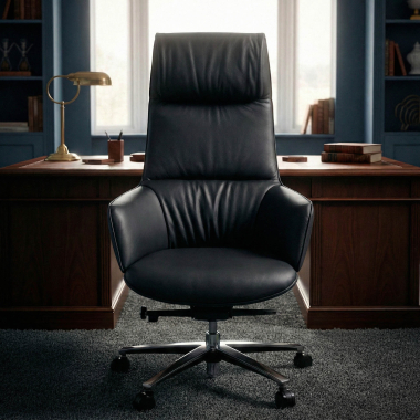 fauteuil de direction noir mozart cuir authentique accoudoirs rembourres 2