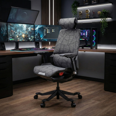chaise gaming gris blooddragon maille accoudoirs reglables 6d soutien lombaire appui tete 2