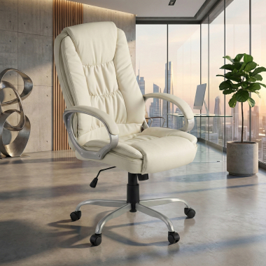 fauteuil de bureau blanc baltimore simil cuir accoudoirs rembourres 2