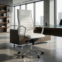 Fauteuil de direction Arkansas, cadre chromé, cuir véritable