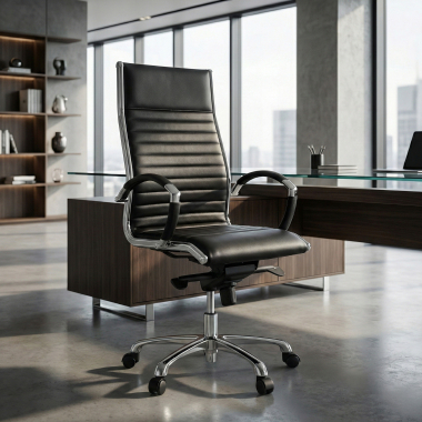 fauteuil de bureau noir cuir naturel cuir authentique accoudoirs rembourres 2