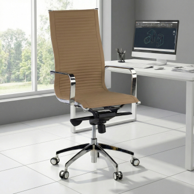 chaise de bureau marron cafe structure chromee similicuir simil cuir accoudoirs fixes 2