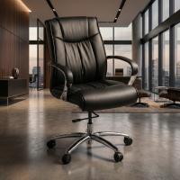 Fauteuil de bureau Atlanta, dossier bas, cuir véritable