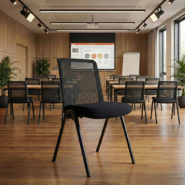 chaise de conference noir dora maille sans accoudoirs 2
