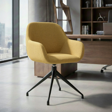 chaise de reunion noir jaune pivotante tissu accoudoirs rembourres 2