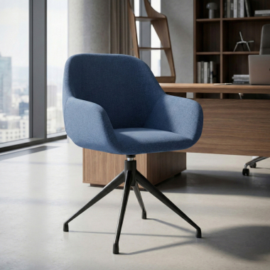 chaise de reunion noir bleu pivotante tissu accoudoirs rembourres 2