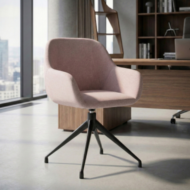 chaise de reunion noir beige pivotante tissu accoudoirs rembourres 2