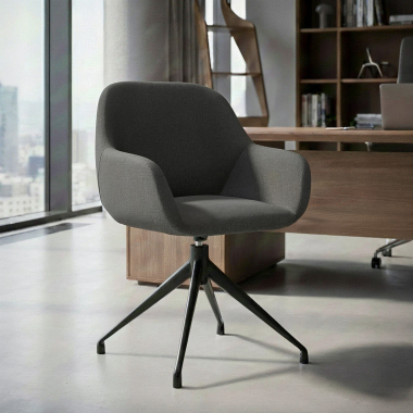 chaise de reunion noir anthracite pivotante tissu accoudoirs rembourres 2