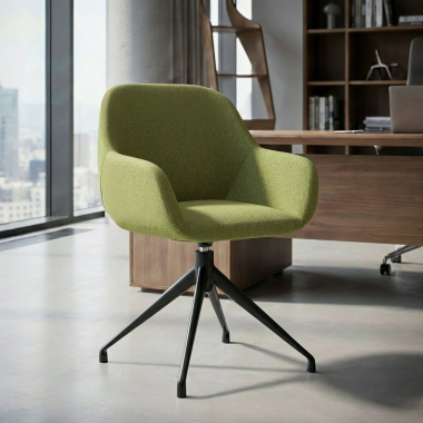 chaise de reunion noir vert pivotante tissu accoudoirs rembourres 2