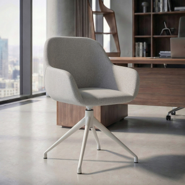 chaise de reunion blanc gris clair pivotante tissu accoudoirs rembourres 2