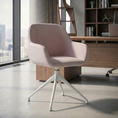 chaise de reunion blanc beige pivotante tissu accoudoirs rembourres 2