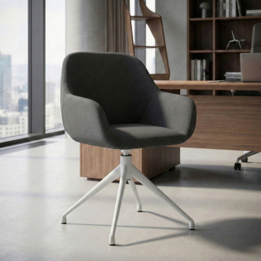 chaise de reunion blanc anthracite pivotante tissu accoudoirs rembourres 2