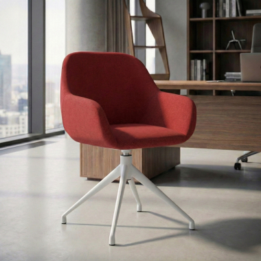 chaise de reunion blanc rouge pivotante tissu accoudoirs rembourres 2