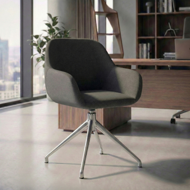chaise de reunion chromee anthracite pivotante tissu accoudoirs rembourres 2