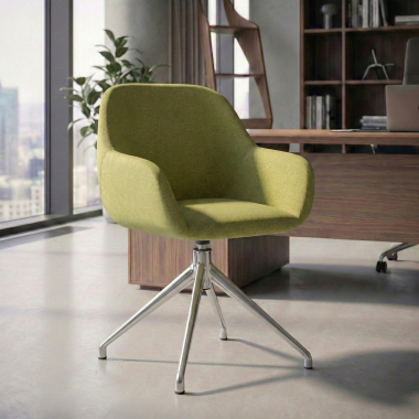 chaise de reunion chromee vert pivotante tissu accoudoirs rembourres 2